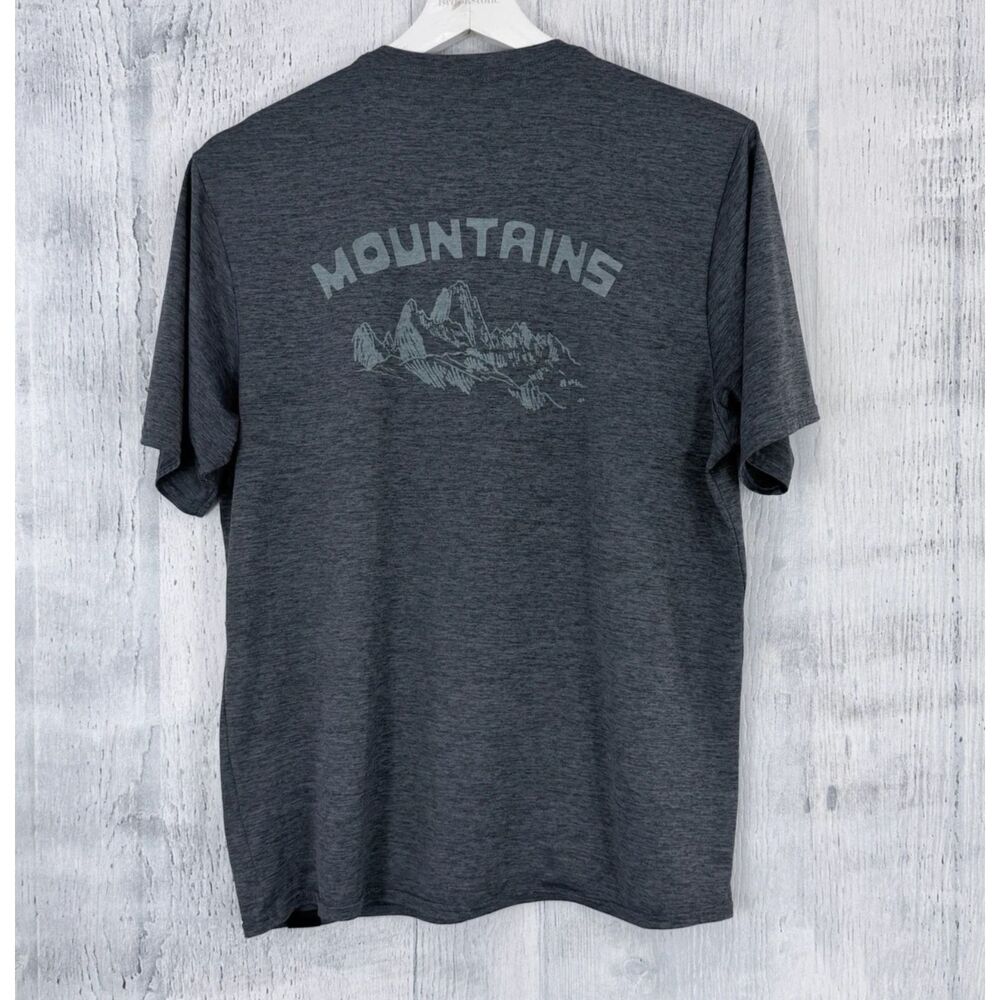 Patagonia Capilene Cool Daily Graphic Shirt Mens S Charcoal Grey Mountain Logo